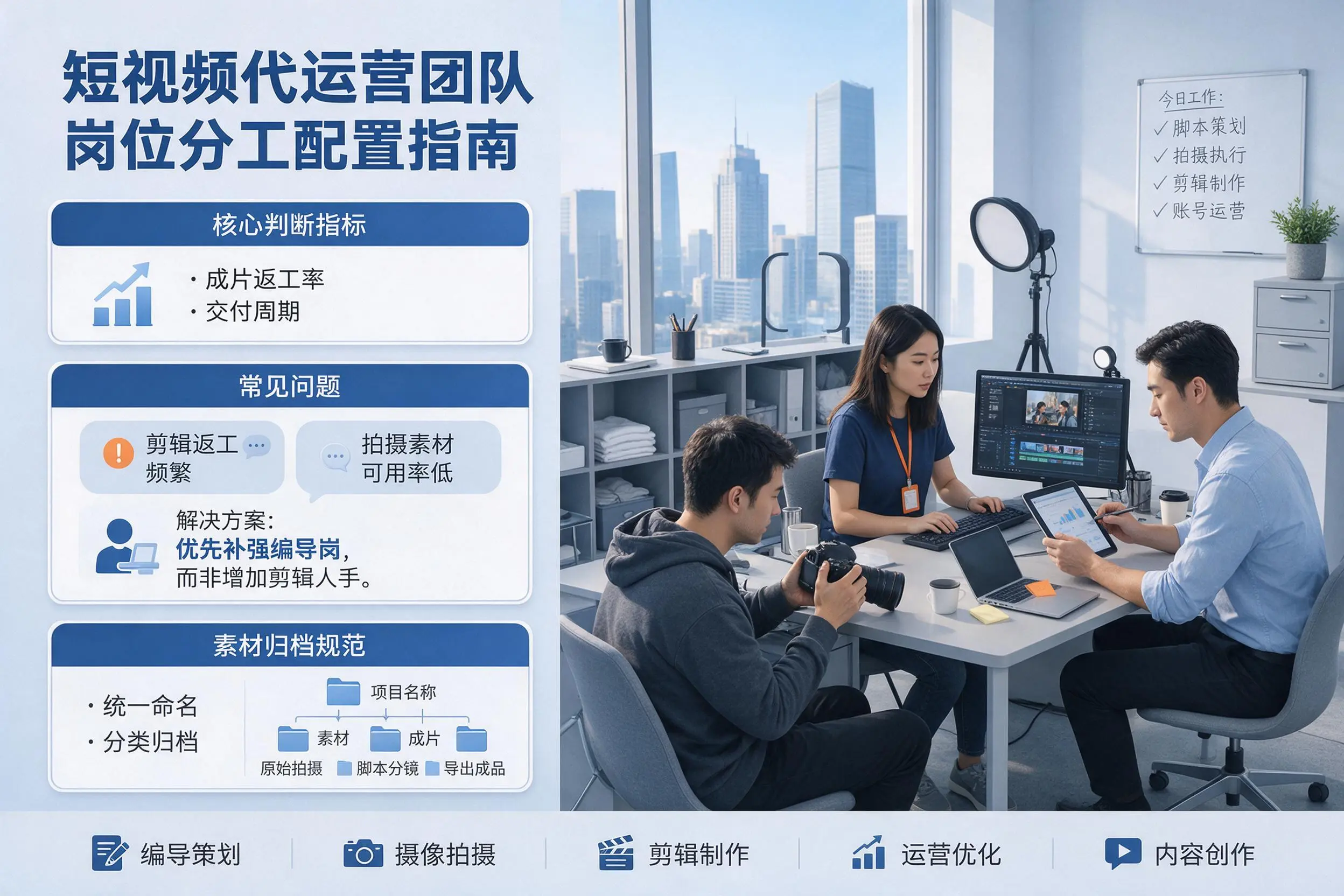 短视频代运营团队如何配置？巴音郭楞企业岗位分工科普说明