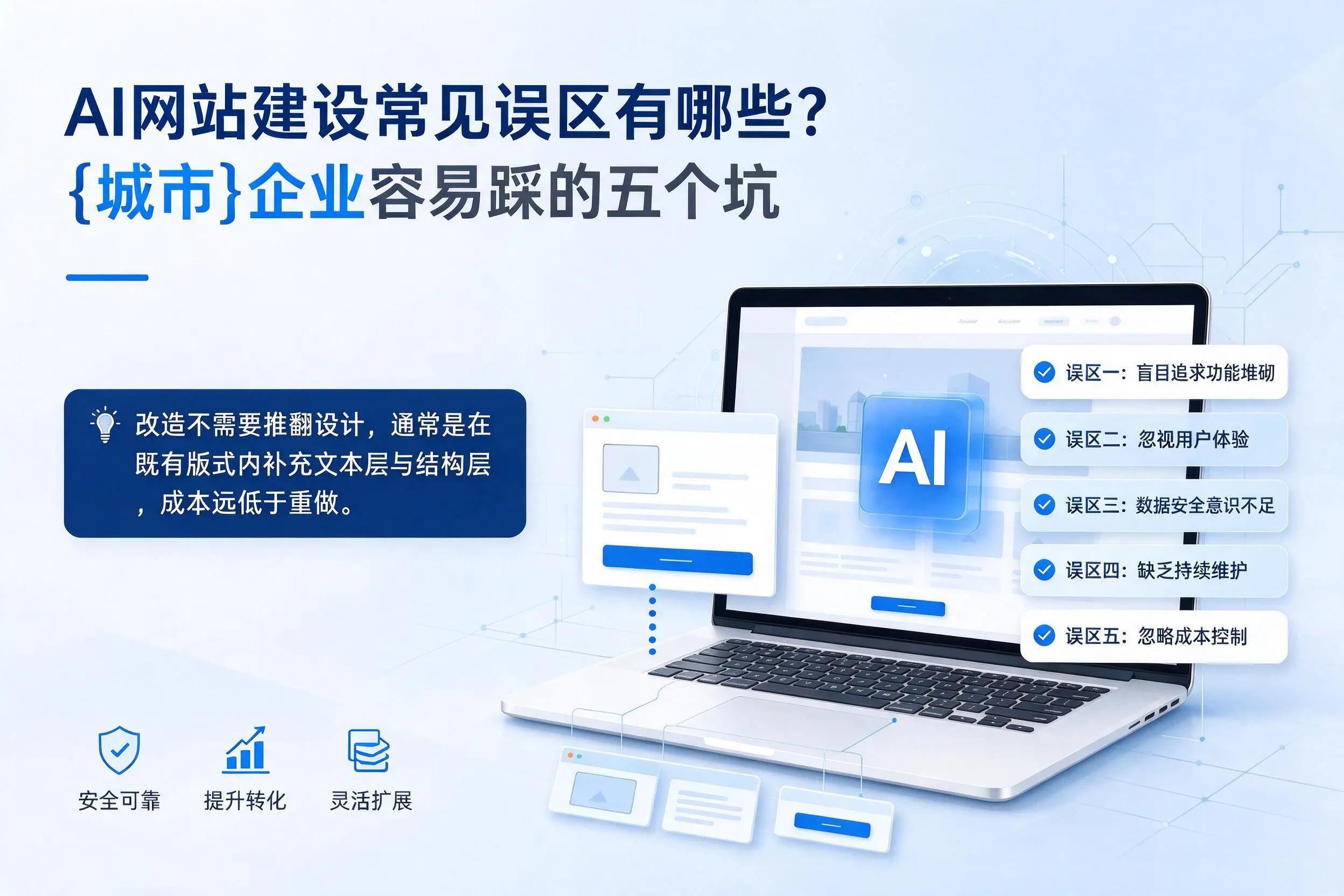 AI网站建设常见误区有哪些?巴音郭楞企业容易踩的五个坑