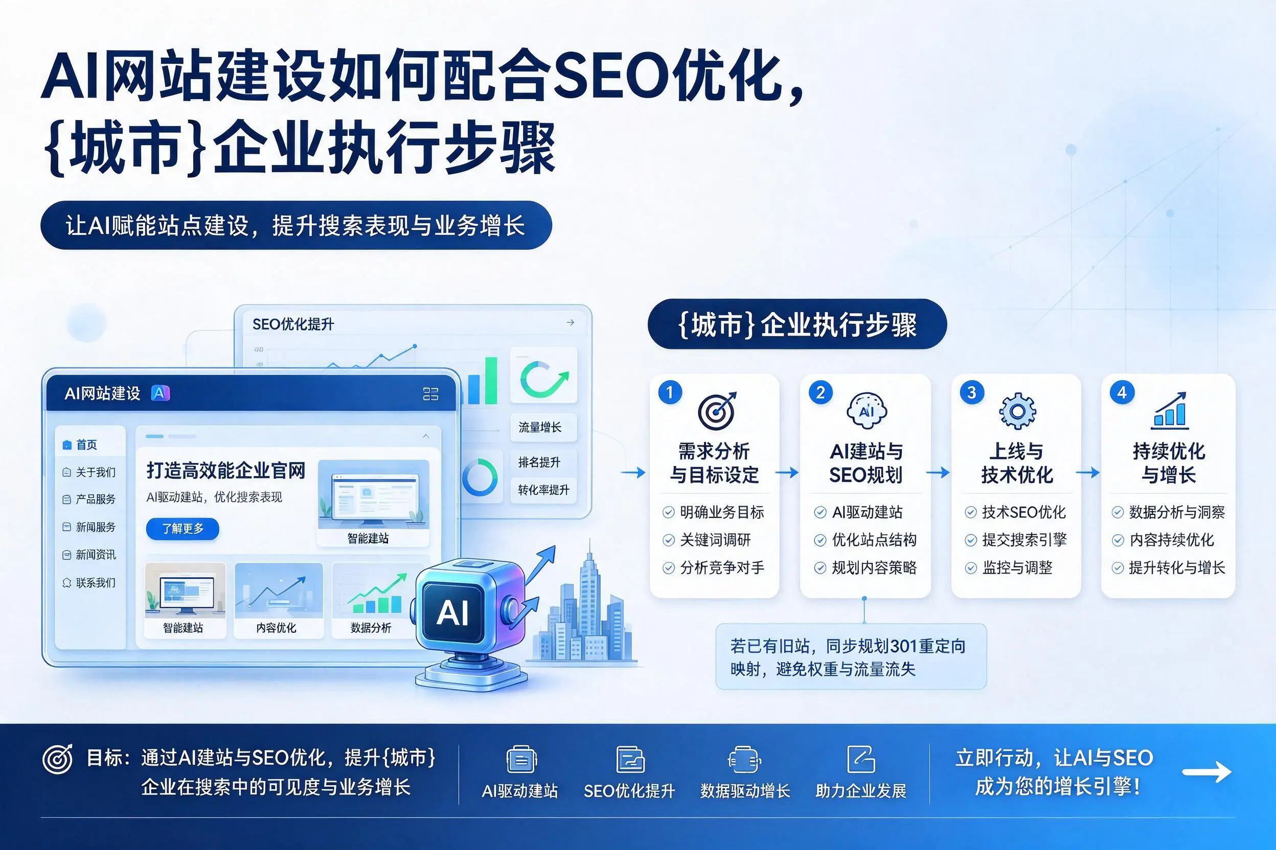 AI网站建设如何配合SEO优化，巴音郭楞企业执行步骤