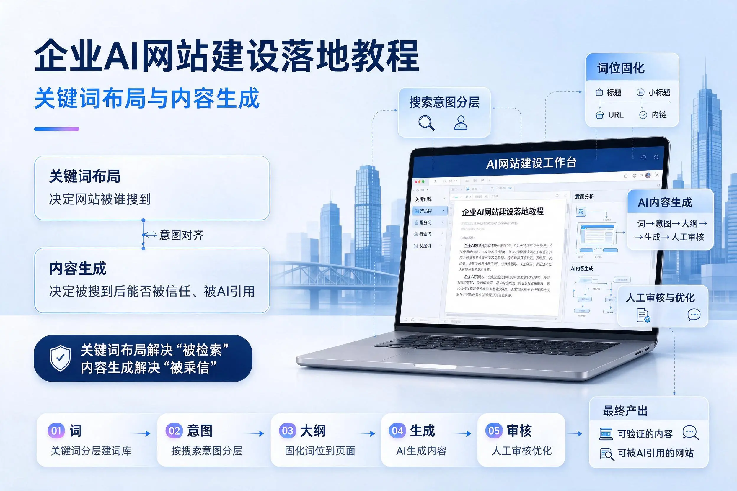 巴音郭楞企业AI网站建设落地教程:关键词布局与内容生成